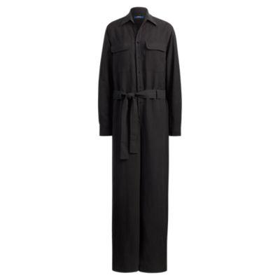 Ralph Lauren Silk-blend Jumpsuit Polo Black