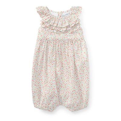 Ralph Lauren Floral Ruffled Cotton Romper Pink Multi 18m