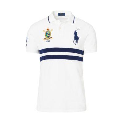 Ralph Lauren Slim Fit Mesh Polo Shirt White Multi