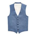 Ralph Lauren Textured Mlange Linen Vest Light Blue And Grey