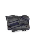 Ralph Lauren Striped Hat, Scarf & Glove Set Charcoal Hthr/nvy