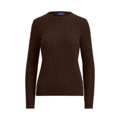 Ralph Lauren Slim Cable Cashmere Sweater Espresso
