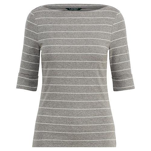 Ralph Lauren Lauren Striped Cotton Boatneck Top