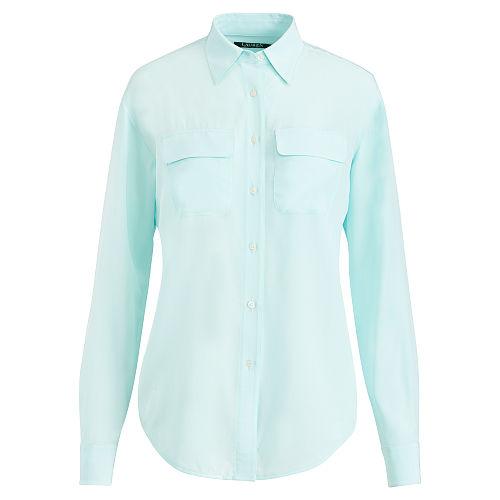 Ralph Lauren Lauren Silk Button-down Shirt Light Aquamarine