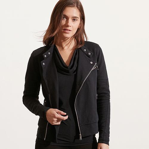 Ralph Lauren Lauren French Terry Moto Jacket Black