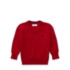 Ralph Lauren Cotton V-neck Sweater Oxbridge Red 3m