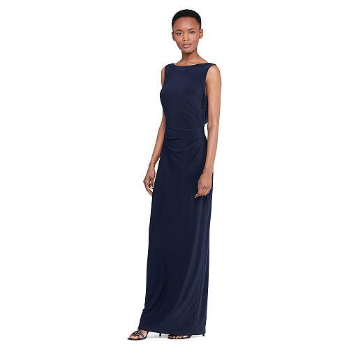 Ralph Lauren Lauren Petite Cowl-back Jersey Gown Lighthouse Navy