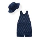 Ralph Lauren Cotton Overall & Hat Set Navy 3m