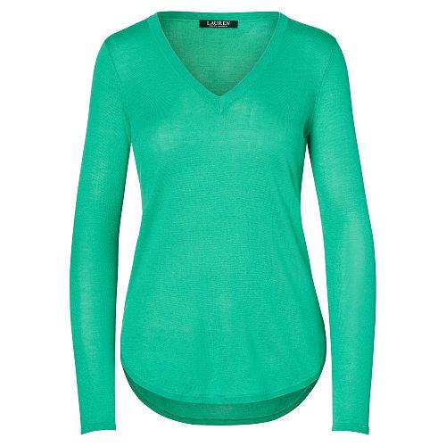 Ralph Lauren Lauren Silk-blend V-neck Sweater Tropic Turquoise