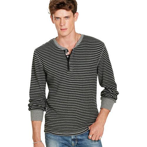 Ralph Lauren Denim & Supply Waffle-knit Cotton Henley Polo Black