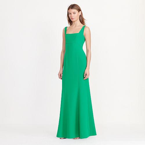 Ralph Lauren Lauren Cutout Crepe Dress Jardin Green