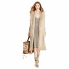 Polo Ralph Lauren Fringe-trim Sweater Coat Taupe Herringbone