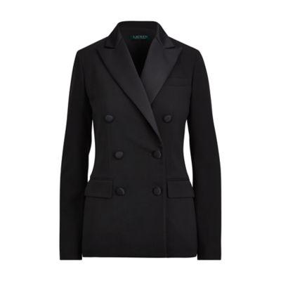 Ralph Lauren Satin-trim Stretch Wool Blazer Polo Black