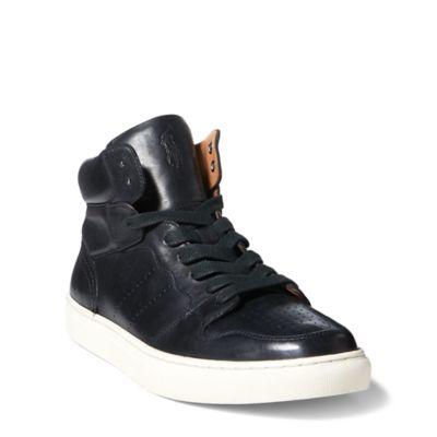 Ralph Lauren Jory Calfskin High-top Sneaker Black