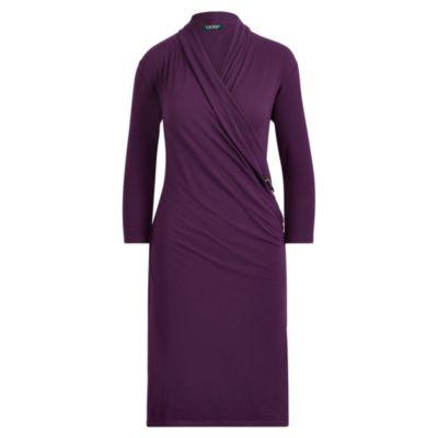 Ralph Lauren Jersey Wrap Dress Dark Mulberry