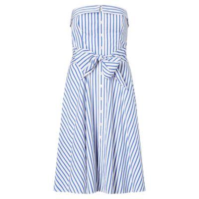 Ralph Lauren Bengal-stripe Cotton Dress 272 White/ Regatta