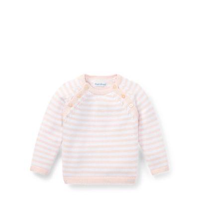 Ralph Lauren Striped Cotton Sweater Delicate Pink/white 18m