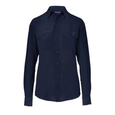 Ralph Lauren Antoinette Silk Shirt Navy