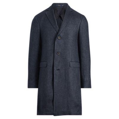 Ralph Lauren Morgan Linen Twill Topcoat Navy And Black