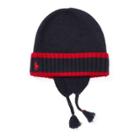 Ralph Lauren Striped Wool Earflap Hat Hunter Navy 3-9m