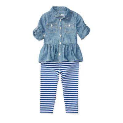 Ralph Lauren Chambray Top & Legging Set Indigo 9m