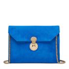 Ralph Lauren Suede Ricky Pouch With Chain Cobalt
