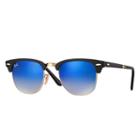 Ray-ban Clubmaster Folding Gold Sunglasses, Blue Flash Lenses - Rb2176