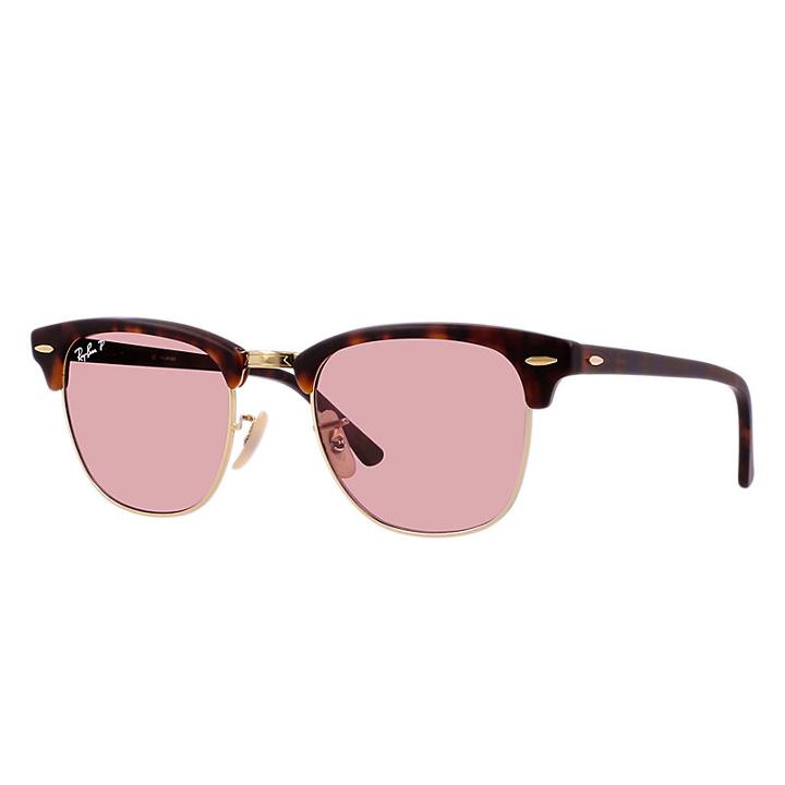 Ray-ban Men's Clubmaster Classic Blue Sunglasses, Polarized Pink Lenses - Rb3016