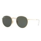 Ray-ban Round Flat Gold Sunglasses, Green Lenses - Rb3447n