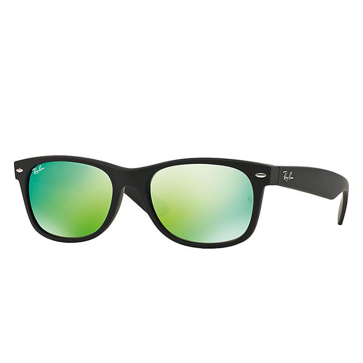 Ray-ban Men's New Wayfarer Black Sunglasses, Green Flash Lenses - Rb2132
