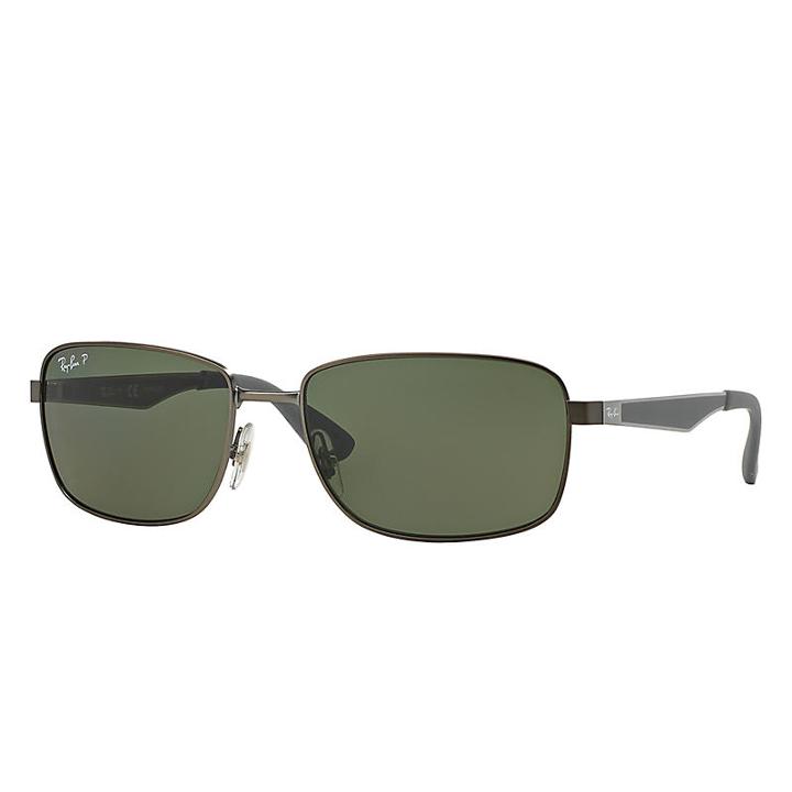 Ray-ban Gunmetal Sunglasses, Polarized Green Lenses - Rb3529