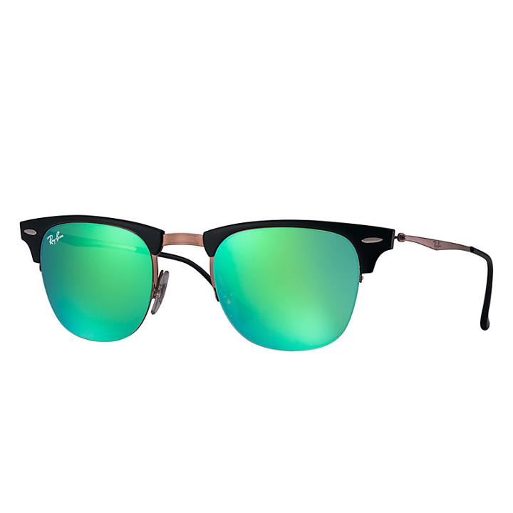 Ray-ban Clubmaster Light Ray Brown Sunglasses, Green Lenses - Rb8056
