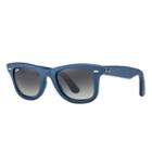 Ray-ban Wayfarer Leather Blue Sunglasses, Gray Lenses - Rb2140qm