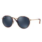 Ray-ban Round Camouflage Gold Sunglasses, Blue Lenses - Rb3447jm