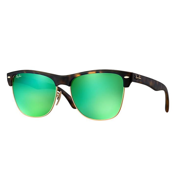 Ray-ban Clubmaster Oversized Blue Sunglasses, Green Flash Lenses - Rb4175