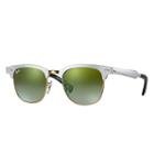Ray-ban Clubmaster Aluminum Silver Sunglasses, Green Flash Lenses - Rb3507