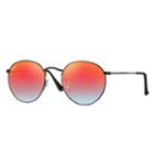 Ray-ban Round Black Sunglasses, Orange Gradient Flash Lenses - Rb3447