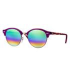Ray-ban Clubround Mineral Purple Sunglasses, Green Flash Lenses - Rb4246