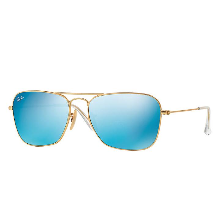 Ray-ban Men's Caravan Gold Sunglasses, Blue Lenses - Rb3136