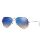 Ray-ban Aviator Silver Sunglasses, Blue Flash Lenses - Rb3025