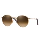 Ray-ban Round Folding @collection Gold Sunglasses, Brown Lenses - Rb3532