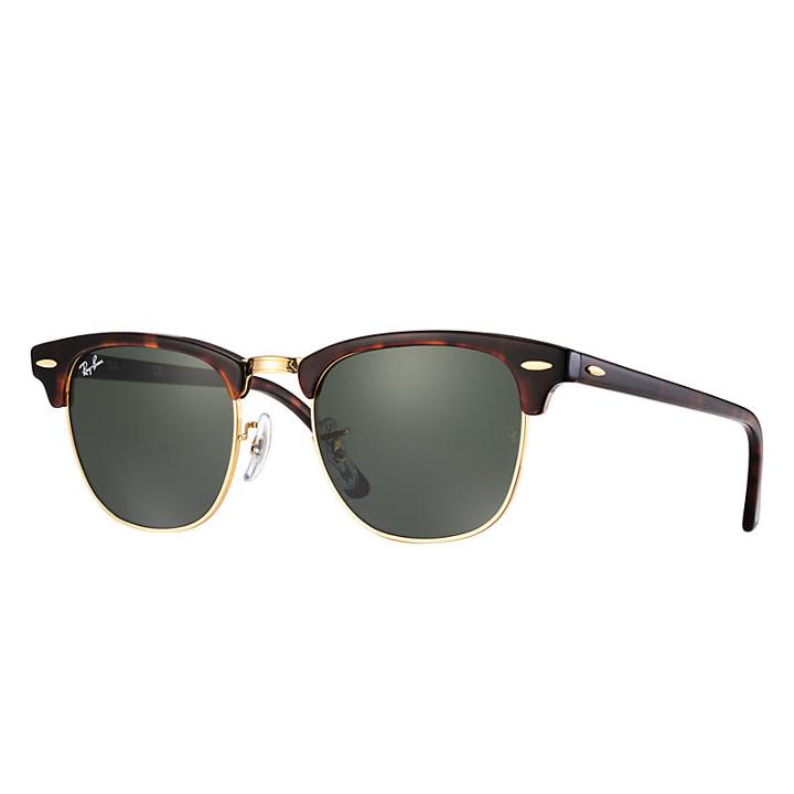 Ray-ban Men's Clubmaster Classic Tortoise Sunglasses, Green Lenses - Rb3016