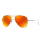 Ray-ban Aviator Light Ray Ii Silver Sunglasses, Red Lenses - Rb4211