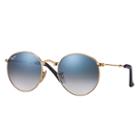 Ray-ban Round Folding  Gold Sunglasses, Blue Lenses - Rb3532
