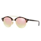 Ray-ban Clubround Double Bridge Tortoise Sunglasses, Pink Lenses - Rb4346