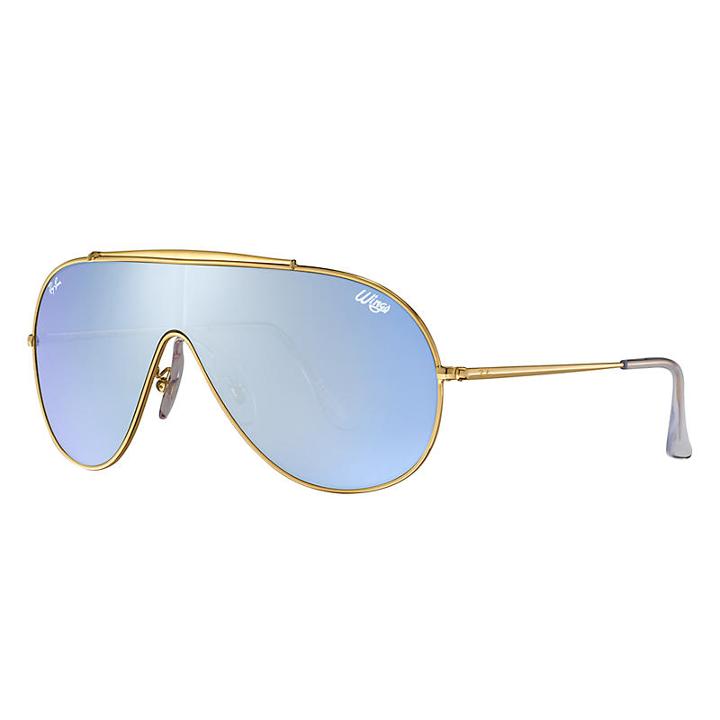 Ray-ban Wings Gold Sunglasses, Blue Lenses - Rb3597