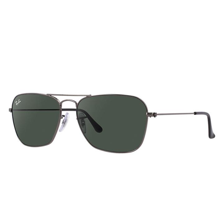 Ray-ban Men's Caravan Gunmetal Sunglasses, Green Lenses - Rb3136
