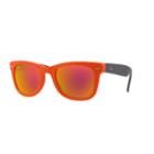 Ray-ban Men's Wayfarer Folding Orange Sunglasses, Orange Sunglasses Flash Lenses - Rb4105