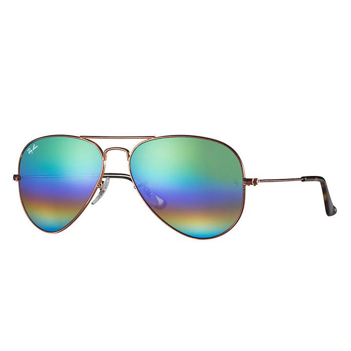Ray-ban Men's Aviator Mineral Copper Sunglasses, Green Flash Lenses - Rb3025