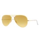 Ray-ban Aviator Full Color Gold Sunglasses, Yellow Lenses - Rb3025jm
